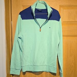 crown & ivy Mint Green Quarter-Zip with Navy Yoke